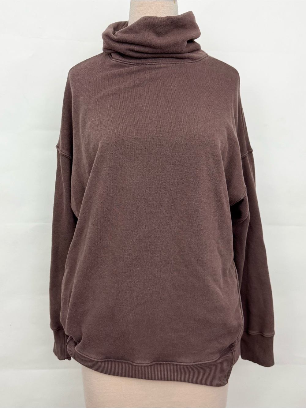 American Eagle aerie cowl neck tunic length chocolate brown sweater sweatshirt M